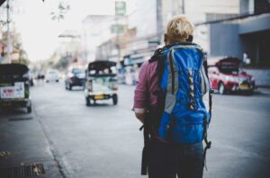 a man with a backpack on his back